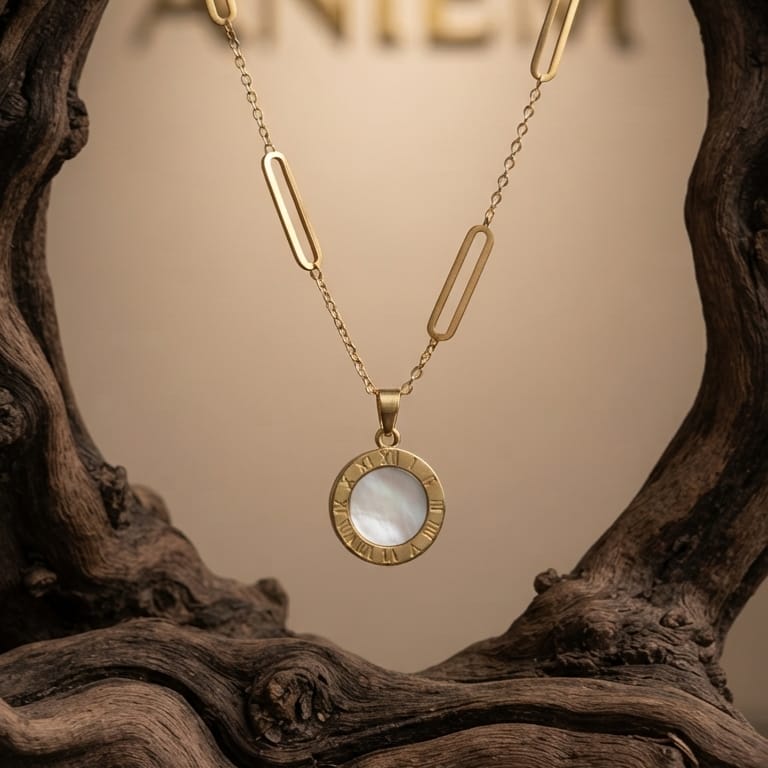 Reversible Roman Numeral Pendant Necklace — Black & White | Gold-Plated Women's Jewelry