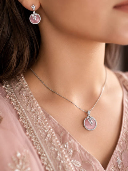 Luxury Pink Stone Pendant Set – Elegant Jewelry for Women | ANIEM Premium Collection