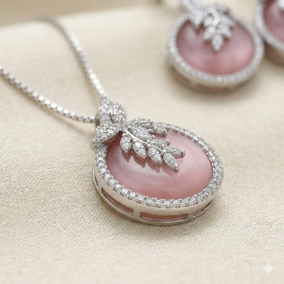 Luxury Pink Stone Pendant Set – Elegant Jewelry for Women | ANIEM Premium Collection