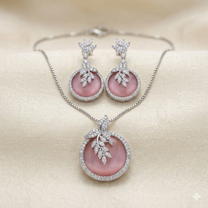 Luxury Pink Stone Pendant Set – Elegant Jewelry for Women | ANIEM Premium Collection