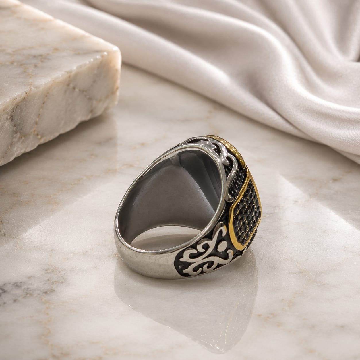 Italian Black Onyx Ring for Men | Gold & Silver Statement Ring