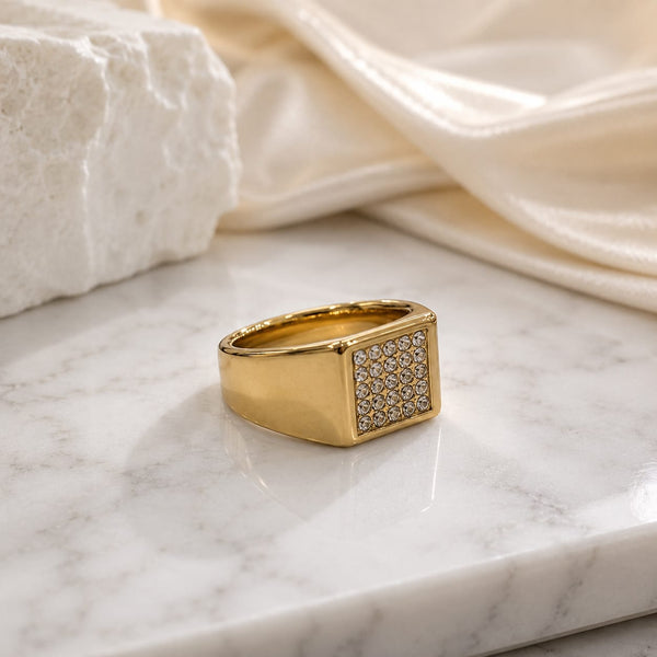 Gold Stone Made Signet Ring – Luxury Statement